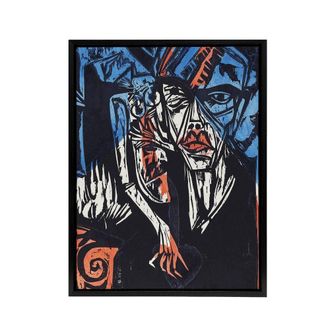 Artery8 The Agonies of Love Ernst Ludwig Kirchner Black Framed Canvas Wall Art | Size: W24 x H32