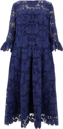 Talbot Runhof Abito midi con dettagli in pizzo - Blu