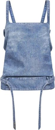 Diesel Top met vierkante halslijn - Dames - Tops zonder mouwen - Blauw - M - Katoen - Tops