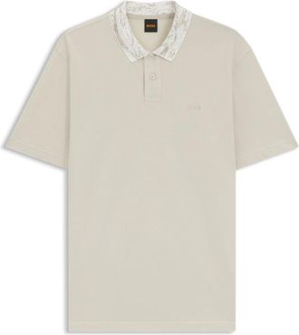 BOSS Relaxed-fit cotton-piqué polo shirt with collar artwork