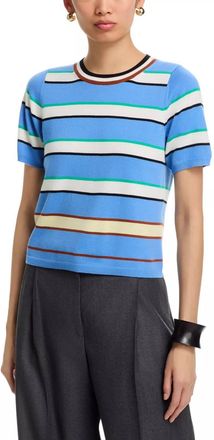 Zankov Striped Short Sleeve Sweater In Hyacinth