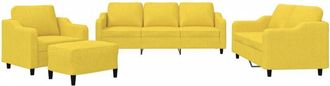 vidaXL Vidaxl - Juego De Sof&aacute;s Con Cojines 4 Piezas Tela Amarillo Claro