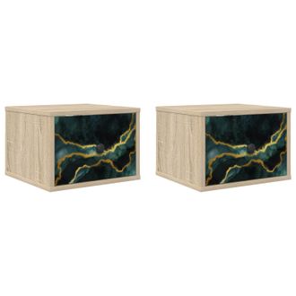 vidaXL Mesita De Noche De Pared Wijhe 2 Uds. Roble Sonoma Vidaxl