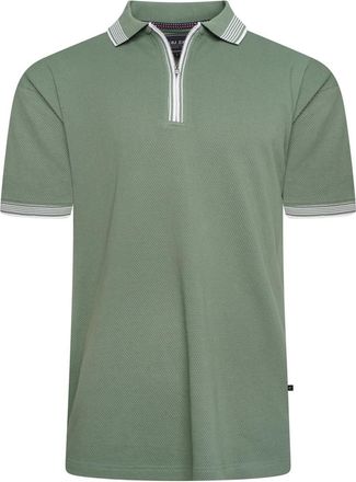 KAM Textured Polo Shirt Zip Up Short Sleeve Cotton Top Mens Plus Size 2-8XL 5519 (UK, Alpha, XXL, Plus, Regular, Green)