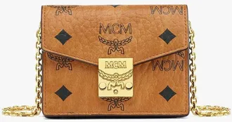 MCM Tracy Chain Card Wallet in Visetos