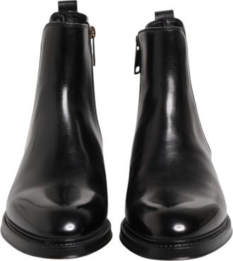 Dolce & Gabbana Black Chelsea Leather Mid Calf Boots Mens Shoes