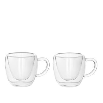 KASANOVA Set tazzine caff&egrave; trasparenti in vetro borosilicato, da 80 ml