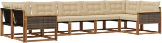 vidaXL Conjunto De Sof&aacute;s De Exterior 7 Uds. Natural Y Beige Vidaxl