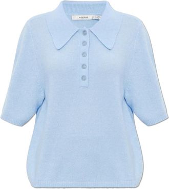 Gestuz GZalpha Polo - Dames - V-hals truien - Blauw - M - Wol - Truien & Vesten