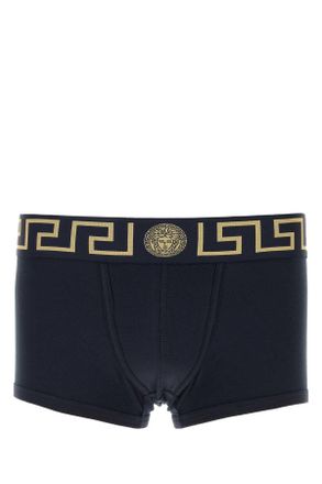 Versace Navy Blue Stretch Cotton Boxer