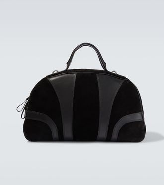Dries Van Noten Leather-trimmed suede duffel bag
