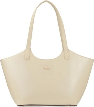 Kazar Tassen, Dames, Beige, ONE Size, Leer, Grote schoudertas met stijve constructie