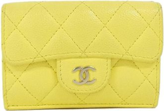 Chanel Yellow Grained Calfskin Wallet (Tri-Fold) (Pre-Owned)