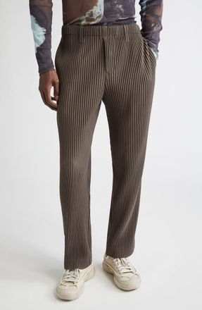 Homme Pliss&eacute; Issey Miyake Tailored Pleats 2 Straight Leg Pants in Mudstone Gray at Nordstrom, Size 1