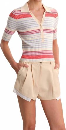 525 america Giselle Textured Polo In Bright Multi Stripe