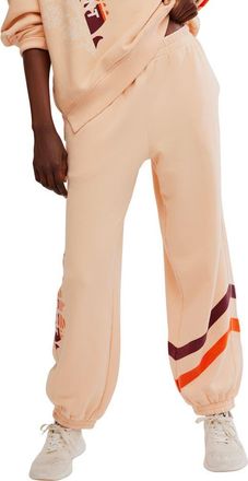 Free People FP Movement All Star Oversize Graphic Joggers in Pastel Peach Sport at Nordstrom Rack, Size X-Large