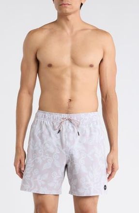 Rvca Tropical Print Board Shorts in Pale Mauve at Nordstrom Rack, Size Xx-Large