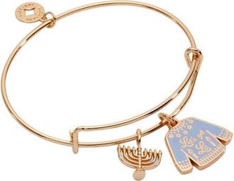 Alex and Ani Hanukkah Lets get Lit Ugly Sweater Bangle Bracelet in Gold at Nordstrom