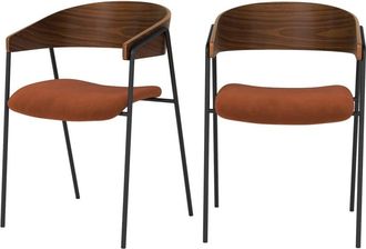 Rendez-Vous D&eacute;co Lote de 2 sillas de terciopelo terracota y madera de nogal