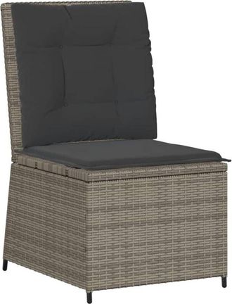 vidaXL Sill&oacute;n Reclinable De Jard&iacute;n Con Cojines Rat&aacute;n Sint&eacute;tico Gris Vidaxl