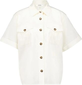 Frame Denim Cr&egrave;me Utility Shirt met Zakken - Dames - Overhemden - Beige - M - Katoen - Overhemden