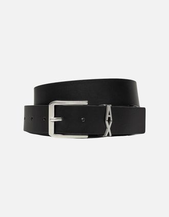A|X Armani Exchange Mens AX Initial Logo Black Leather Belt - Size: ONE size