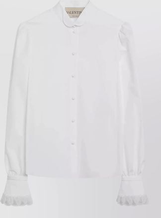 Valentino long sleeve top high collar ruffled cuffs
