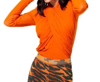 Petit Pois by Viviana G Criss Cross Top In Orange