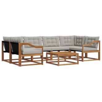 vidaXL Conjunto De Sof&aacute;s De Exterior 7 Pcs Gris Natural Y Claro Vidaxl