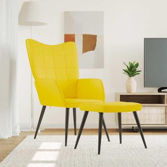 vidaXL Sill&oacute;n De Relax Con Reposapi&eacute;s Tela Amarillo Mostaza Vidaxl
