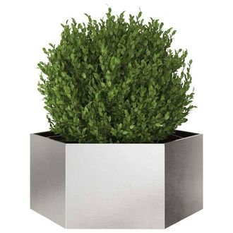 Berkfield Home Durable Garden Planter Hexagon 104x90x45 cm Stainless Steel in Silver | Size: 104 x 90 x 45 cm