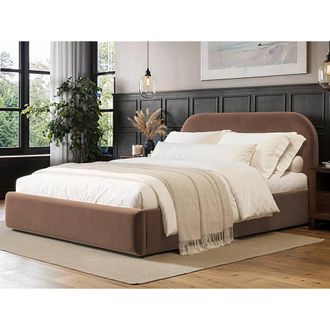 Flair Alba Chocolate Velvet Ottoman Bed in Brown | Size: King