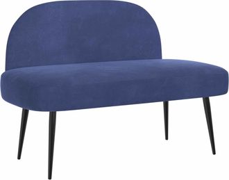 vidaXL Banco Tapizado Con Respaldo Azul Polic&iacute;a 110 X 60 X 76 Cm Vidaxl