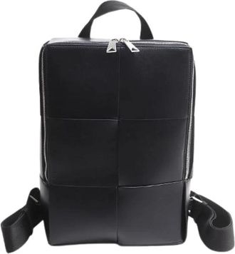 Bottega Veneta Pre-owned Maxi Intrecciato Arco Leather Backpack - Heren - Vintage Rugzakken - Zwart - ONE Size - Leer - Vintage