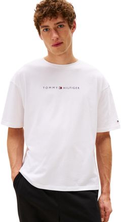 Tommy Hilfiger Mens Short Sleeve Round Neck Logo T-Shirt, White (Th Optic White), XL