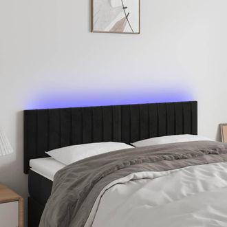 vidaXL Cabecero Con Led De Terciopelo Negro 144x5x78/88 Cm Vidaxl