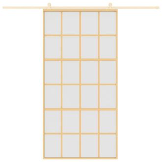 Berkfield Home Sliding Door Gold 102.5x205 cm Frosted ESG Glass & Aluminium