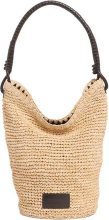 Staud Lani Raffia Bucket Bag in Natural at Nordstrom