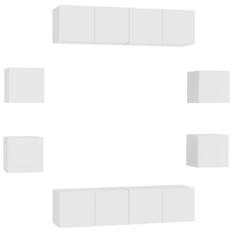 vidaXL Muebles De Sal&oacute;n 8 Piezas Madera De Ingenier&iacute;a Blanco Vidaxl