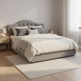 Dmora Cama De Matrimonio Alfer, Cama Matrimonio Colch&oacute;n Incluido, Desenfundable Made In Italy, Contenedor, Gris