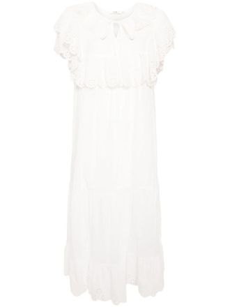 B+ab Broderie anglaise midi-jurk - Wit