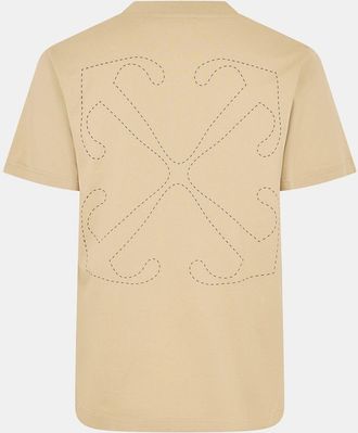 Off-white Mens Off White Slim Fit Crew Neck Short Sleeve T-Shirt in Brown Rice-Mole - Size X-Small