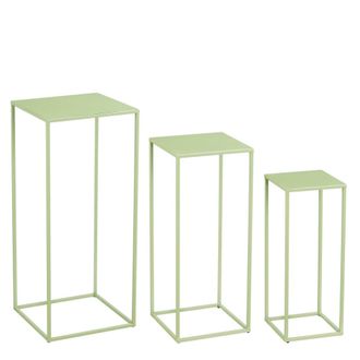 MiCa Decorations Set de 3 mesas auxiliares hierro verde claro