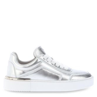 DKNY Womens Baylor Slip On Trainers in Silver Leather - Size UK 4.5
