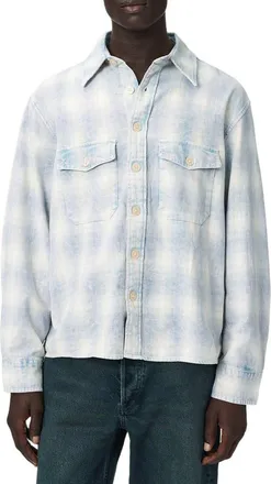 AllSaints Santos Stripe Embroidered Graphic Cotton Button-Up Shirt in Parma at Nordstrom, Size Xx-Large