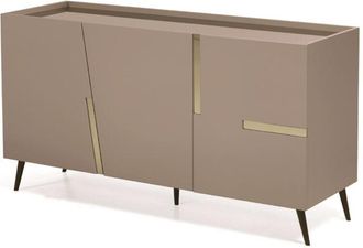Capodarte Madia credenza 3 ante inserti specchio Bronzo con scocca Tortora GIRONA con 5 piedini