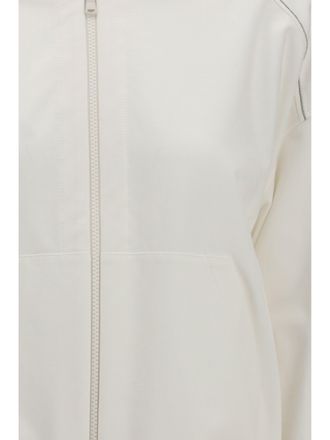 Brunello Cucinelli Womens Cotton Zip-Up Hoodie Natural Sweatshirts Sweater