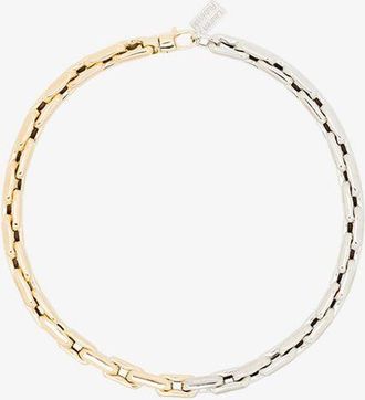 Lauren Rubinski 14K Yellow And White Gold Medium Square Link Necklace - Womens - 14kt White Gold/14kt Yellow Gold