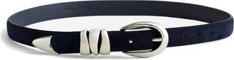 Madewell Triple Keeper Suede Belt in French Navy at Nordstrom, Size Large
