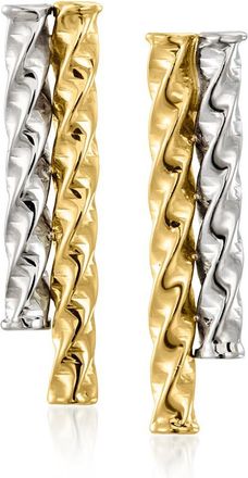 Ross-Simons 10kt 2-Tone Gold Twisted Double-Bar Earrings